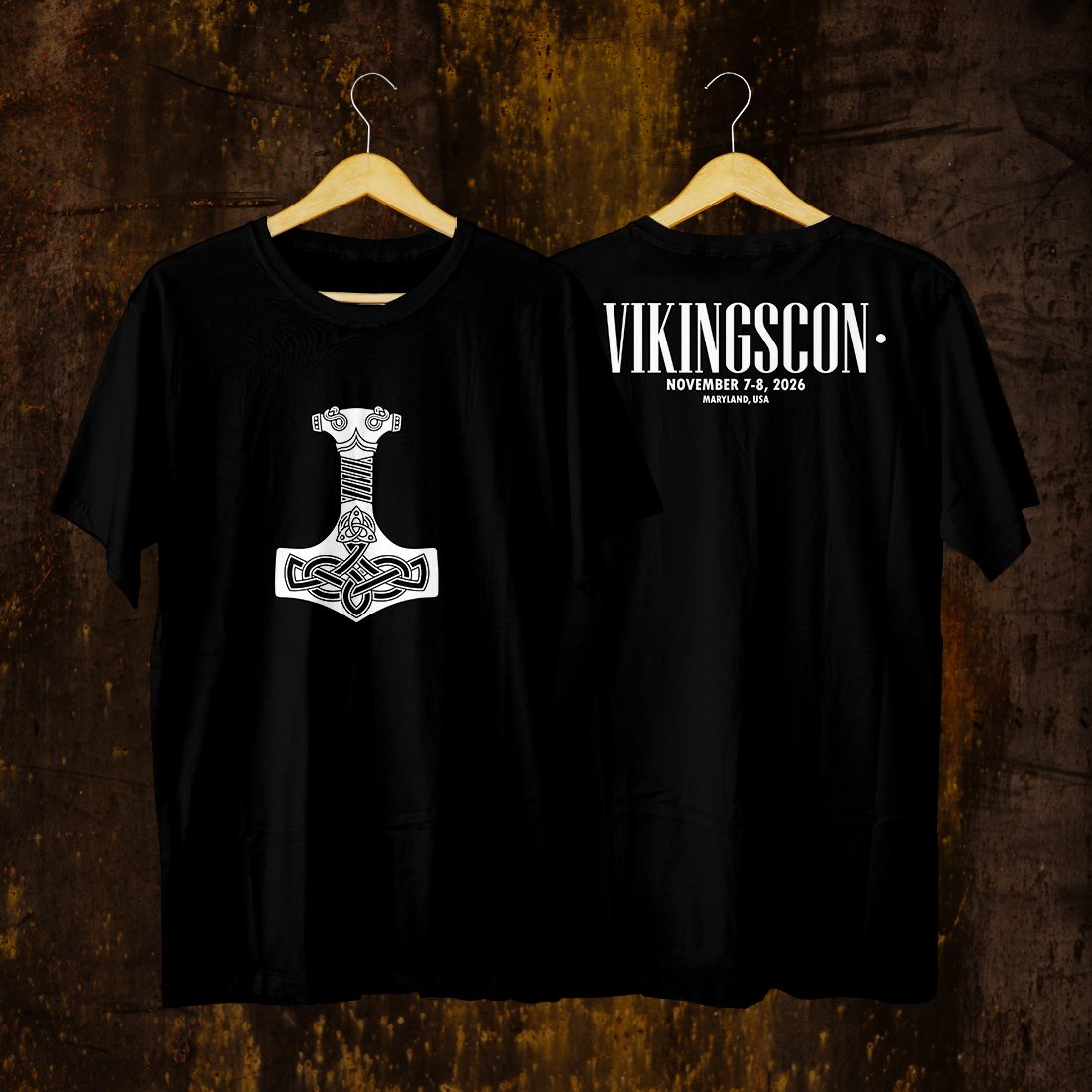 VikingsCon Thor's Hammer T-Shirt (Double-Sided)